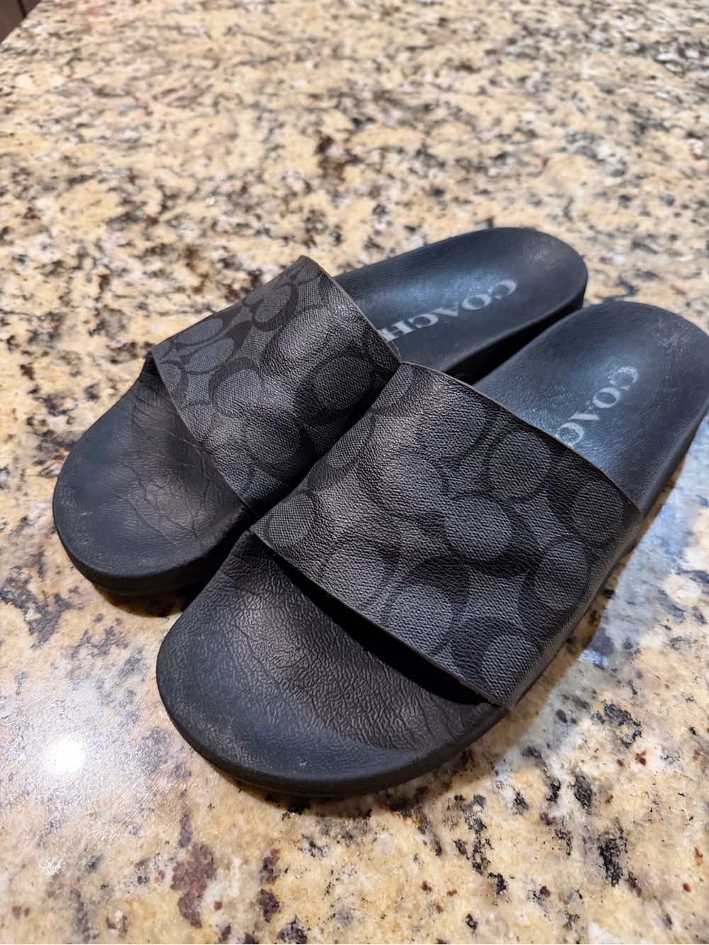 Coach Black Signature Slide Sandals